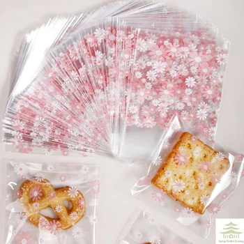 Kunststoff-Verpackungsbeutel, selbstklebende Blumenbeutel für Kekse, Süßigkeiten, Schmuck (100 Stück)