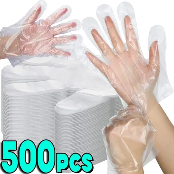 Einweg-Kunststoffhandschuhe, transparente wasserdichte Handschuhe für Küche, Restaurant, gebratenes Huhn