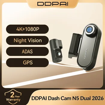 DDPAI N5 Dual 4K HDR Dashcam Vorne Hinten AI Nachtsicht-Kamera WiFi 6 GPS ADAS Sprachsteuerung 24H Parkmodus