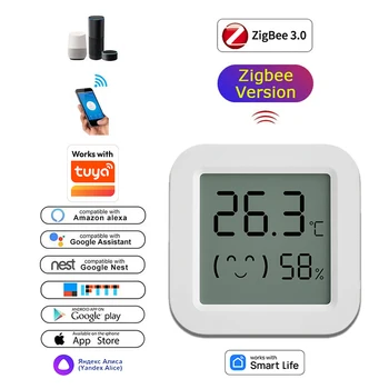 Zigbee-Temperatur- und Luftfeuchtigkeitssensor für Smart Home, LCD-Bildschirm, funktioniert mit Tuya Alexa