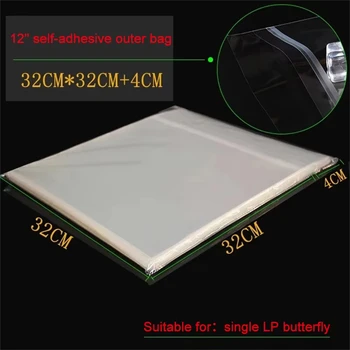 12-Zoll-LP-Vinyl-Schallplattenhüllen, flach und selbstklebend, 32,3 x 32 cm, wasserdicht (50 Stück)