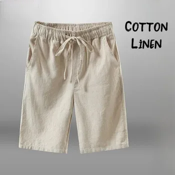 Herren Shorts für Männer Baumwolle Leinen lässig atmungsaktive Strands horts Herren kurze Jogging hose Urlaub