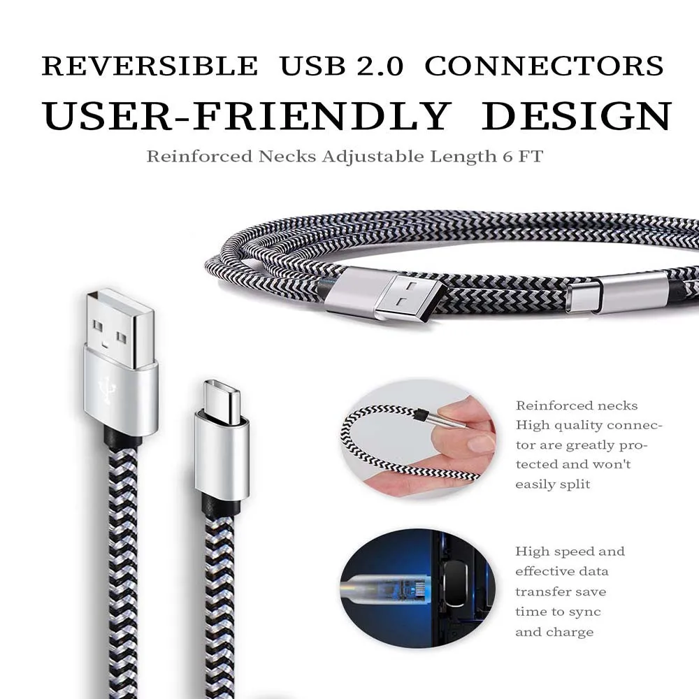 USB-C Ladekabel 2,4 A, Nylon geflochten – Bild 4
