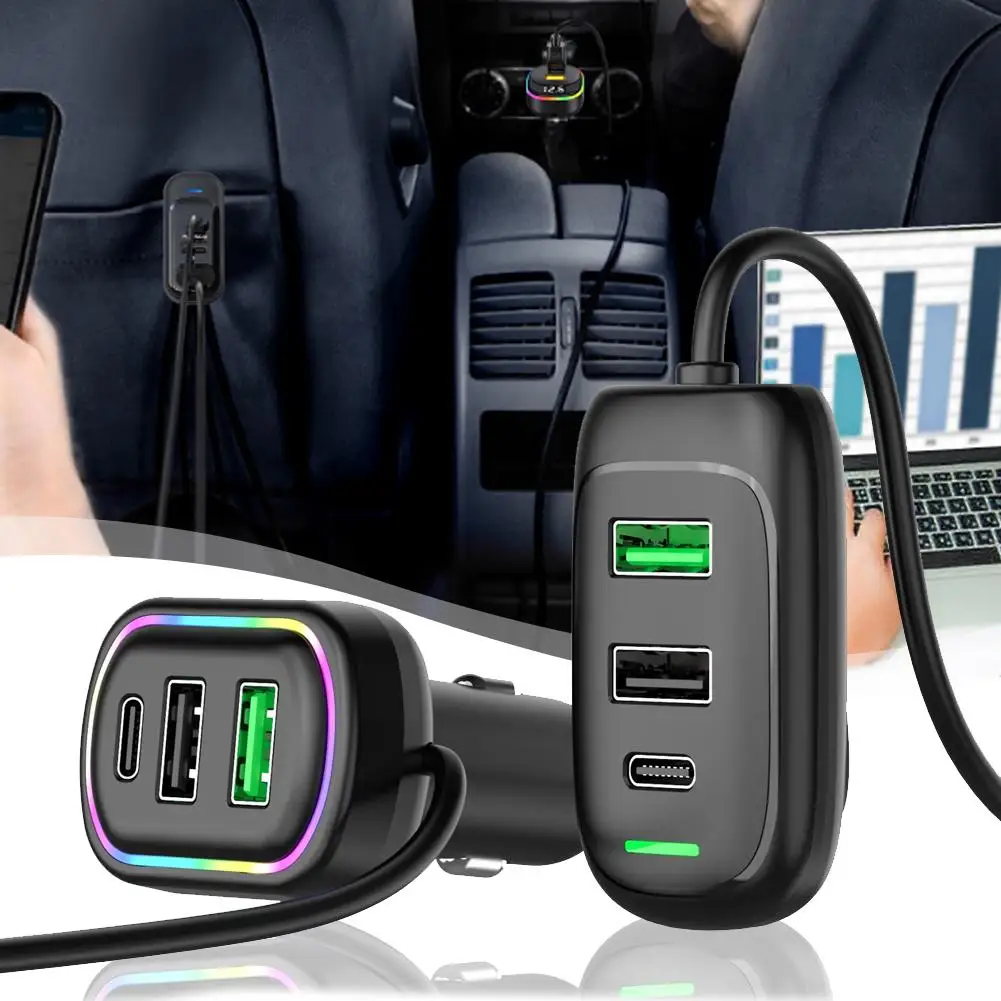 Auto-Ladegerät mit 6 USB-C/USB Anschlüssen für Rücksitz – Bild 2