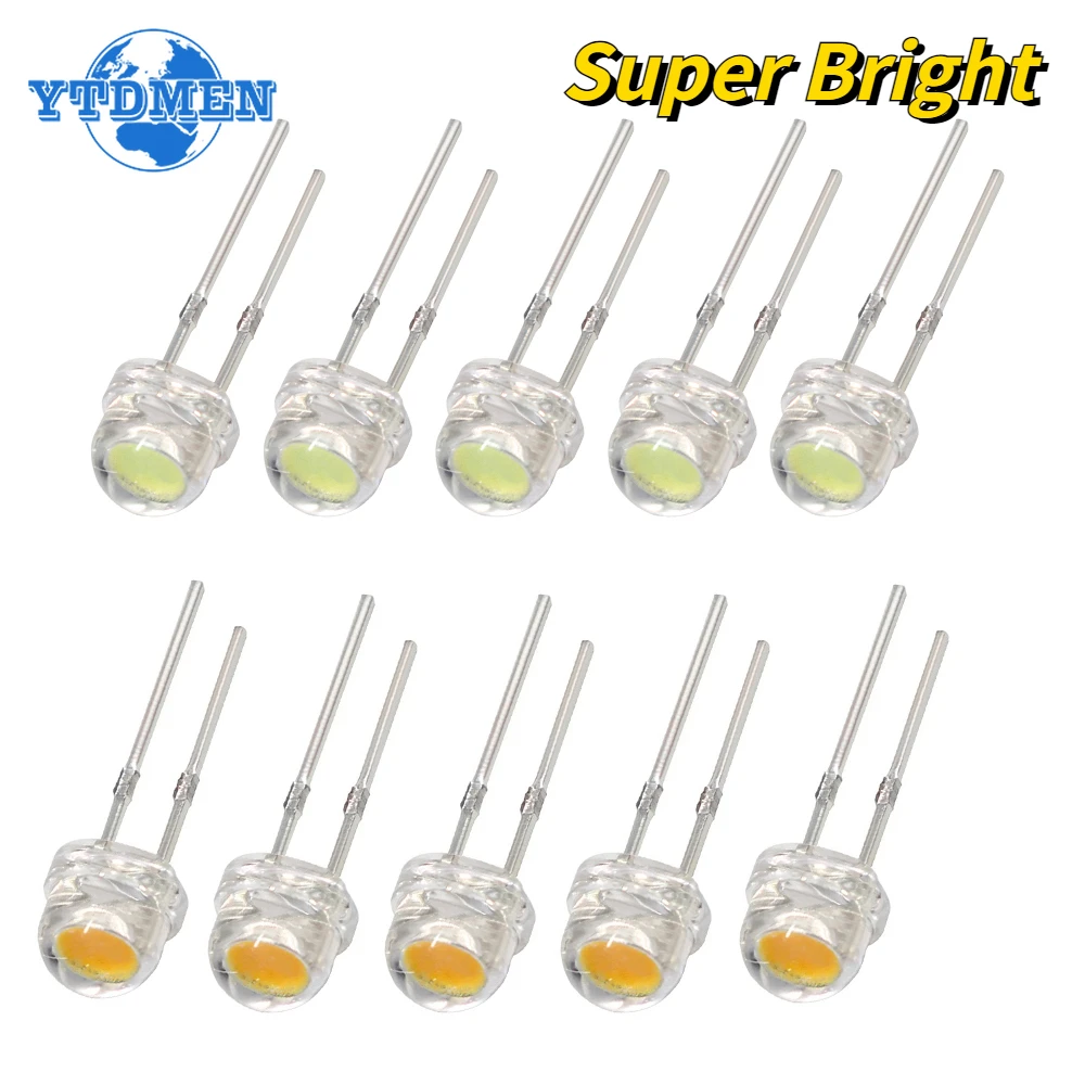 100 Stück LED-Diode F5 Superheller Strohhut LED 5 mm