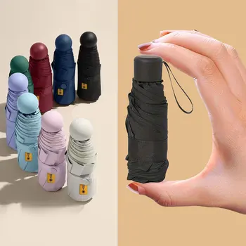Kleiner faltbarer Regenschirm, Regen-Mini-Taschen-Sonnenschirm, Anti-UV, wasserdicht, tragbar