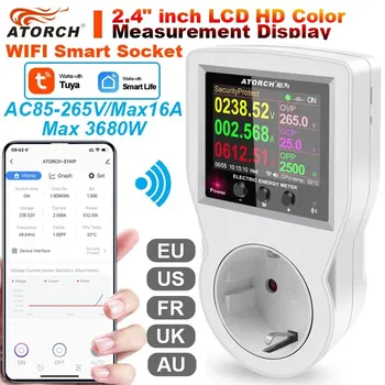 AC85-265V 16A Tuya WIFI Smart Steckdose Digitale Wattmeter Stromverbrauch Leistung Kwh Mit Schalter Power