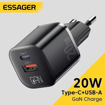 Essager 20W GaN USB Typ C Ladegerät PD Schnellladung Telefon QC 3.0 Schnellladegeräte für iPhone 14 13 12 11