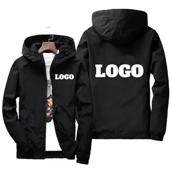 Personalisierter Name: Herbstjacke, wasserdichte Herren-Windjacke, Freizeitkleidung, Übergröße 7Xl, schwarze