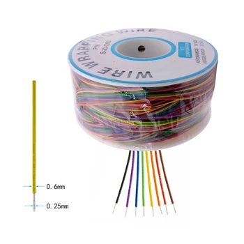 250 m langes 30 AWG-Drahtkabel, 8 Farben, PCB-Lötfliegenkabel, 0,55 mm Breadboard-Jumper, farbige Isolierung