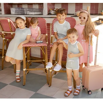 AP SS26 Ringer Stamp Jersey Baumwollkollektion Sommer Jungen Mädchen Mode Freizeitkleidung Kleiderset Hemd