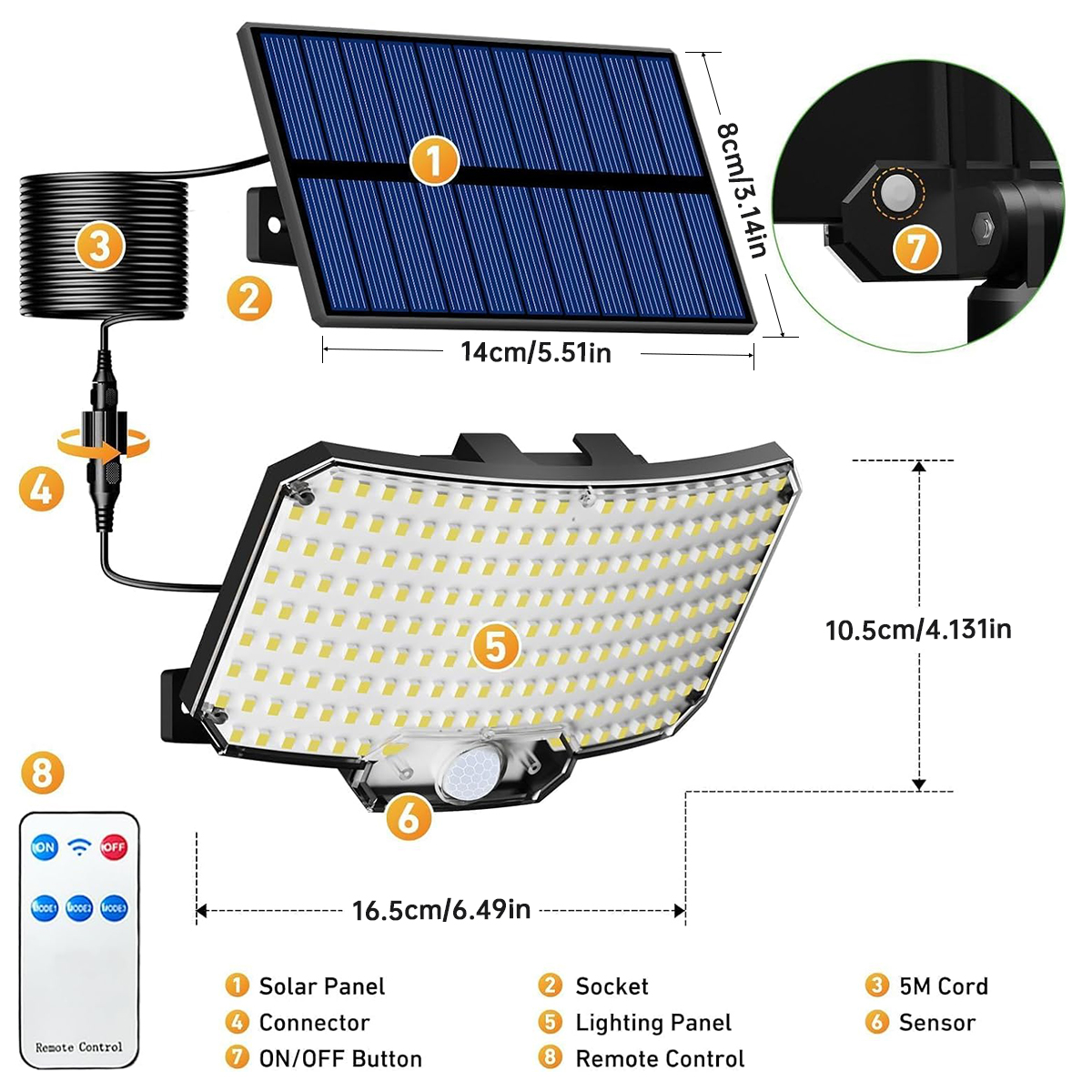 Solar leuchten Outdoor 234led 3 Modi Bewegungs sensor – Bild 2