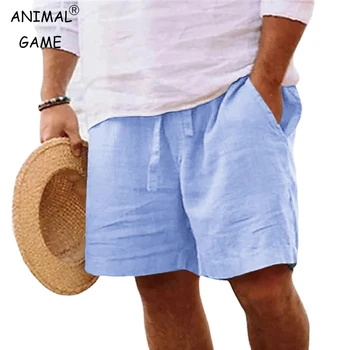 Herren-Shorts aus Baumwolle, einfarbig, kurz, leicht, für Fitness, Übergröße, Strandshorts