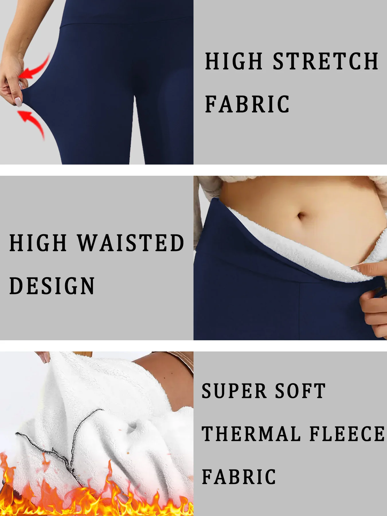 Hoch taillierte, mit Fleece gefütterte Leggings für Damen – Bild 4