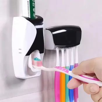 Einfach zu verwendender Zahnbürstenhalter mit automatischem Zahnpastaspender, an der Wand montiertem