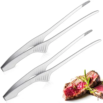 Grillzange, rutschfeste Kochutensilien, Edelstahlzange zum Servieren von Speisen, Salat, Camping, Grillen