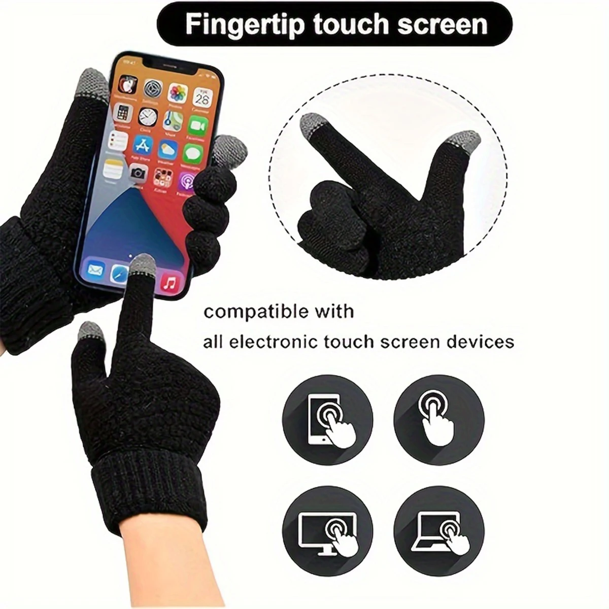 Touchscreen-Winterhandschuhe für Damen und Herren, warme – Bild 4