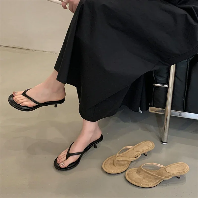 Aneikeh 2026 Mode Dünne Heels Hausschuhe Frauen Runde Clip – Bild 6