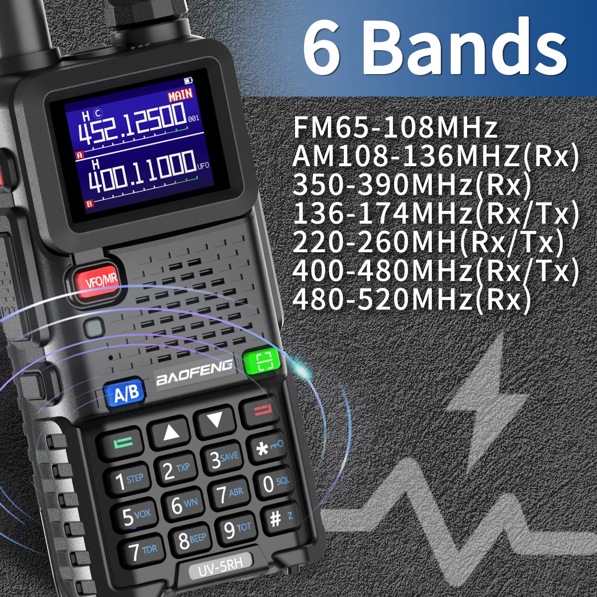 Baofeng UV 5RH 10W Air Band Walkie Talkie Long Range Wireless – Bild 5
