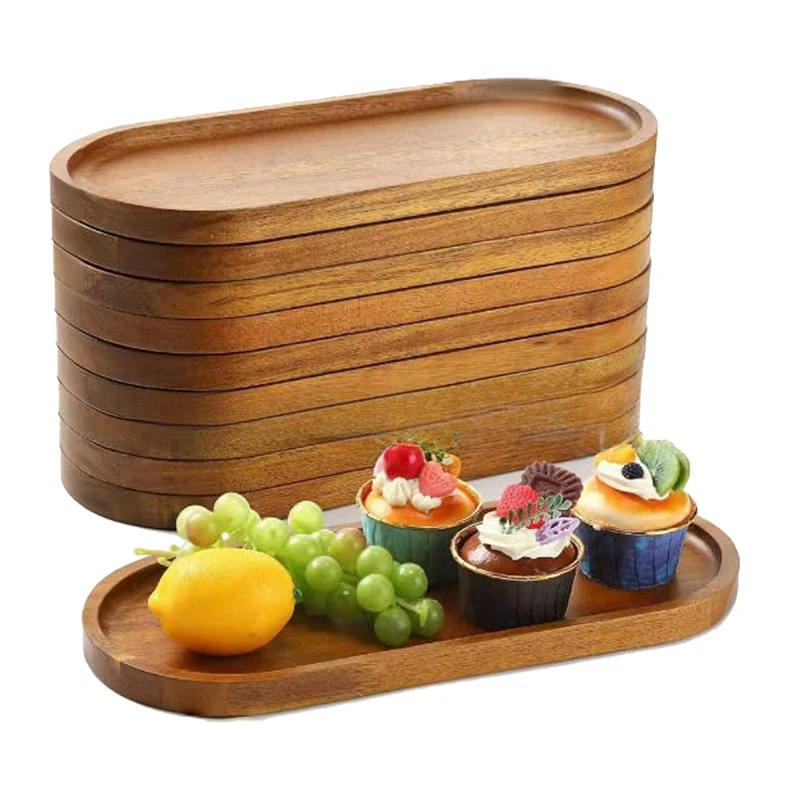 Geschirr Massivholz Essen Tablett runde Rechteck Dessert – Bild 3