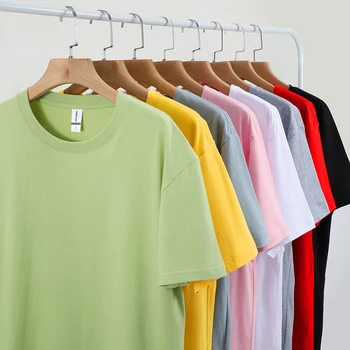 Einfarbige T-Shirts aus 100 % Baumwolle für Herren und Damen, kurzärmelig, modische