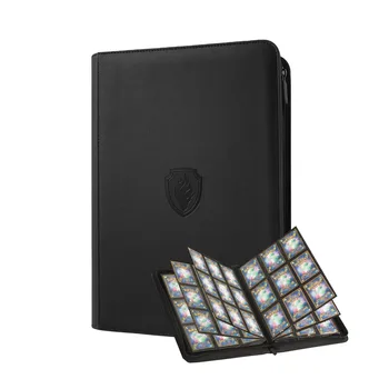 Sammelkartenbinder mit 9 Fächern, Karten-Sammelalbum mit PU-Einband und Reißverschluss, robuster