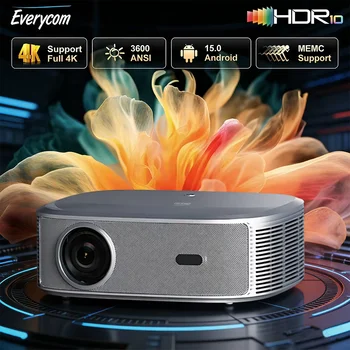 Everycom HQ11W Projektor 3600 ANSI Android 15 Full HD 1080P 4K HDR10 15dB Ultra-leiser Beamer für Heimkino