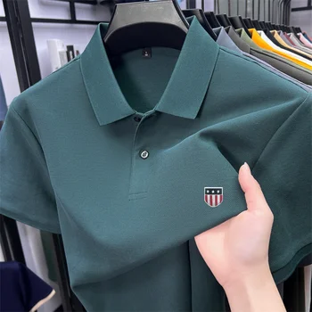 Herren Sommer Luxusmarke Baumwolle 100% Poloshirt mit Kragen Bedruckt Kurzarm T-Shirt Business Freizeit