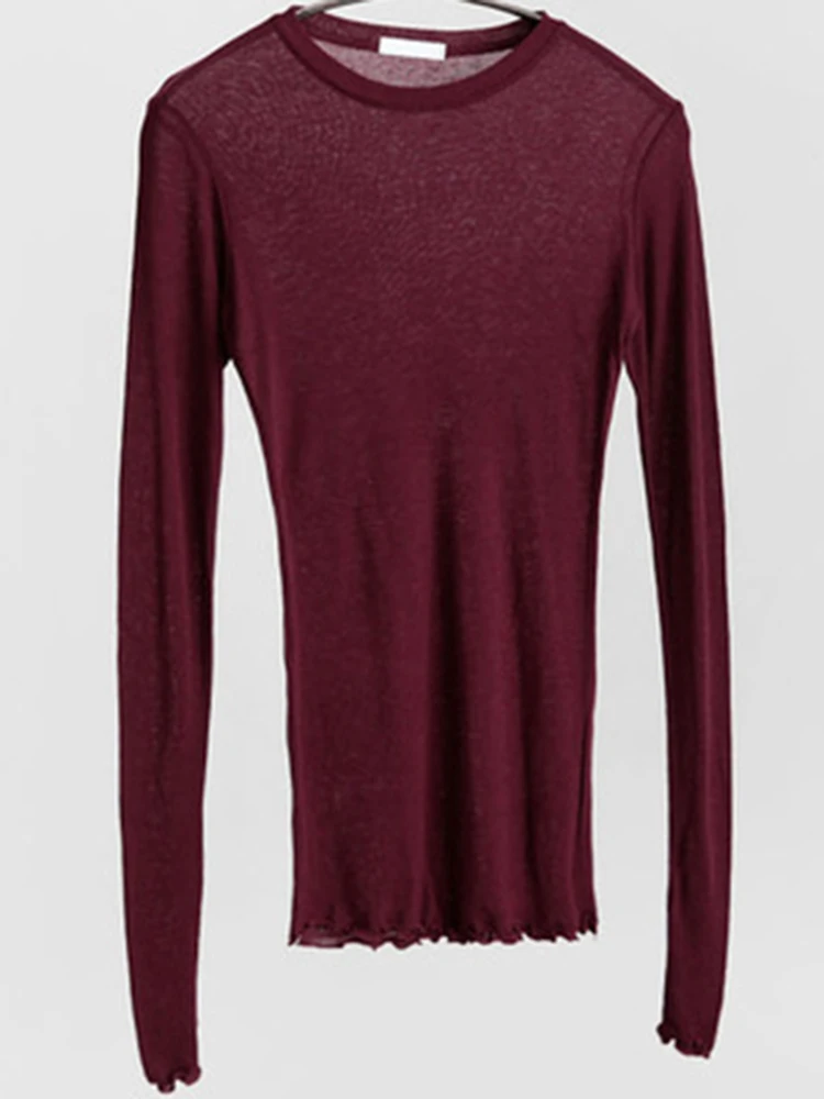 Hohe Qualität Plain T Shirt Frauen Elastische Grundlegende – Bild 3