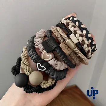 Haarband aus Leder für Damen, Hochelastisches Langlebiges Gummiband für Hohe Pferdeschwänze (10 Stück)