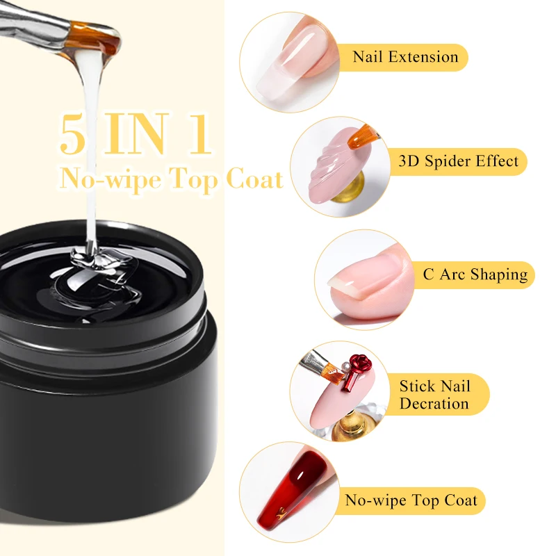 MTSSII 8 ml 5 IN 1 No-wipe Top Coat Verstärkung Gel Nagellack – Bild 5