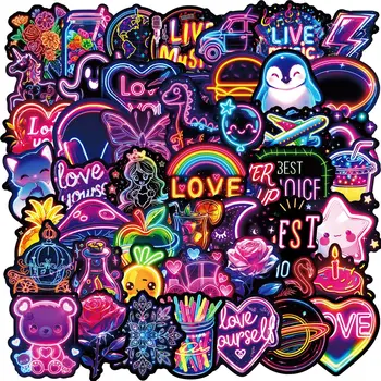 Kawaii Neon Lampe Klebrige PVC Aufkleber Telefon Ästhetische DIY Dekoration Scrapbooking Hand Buchhaltung