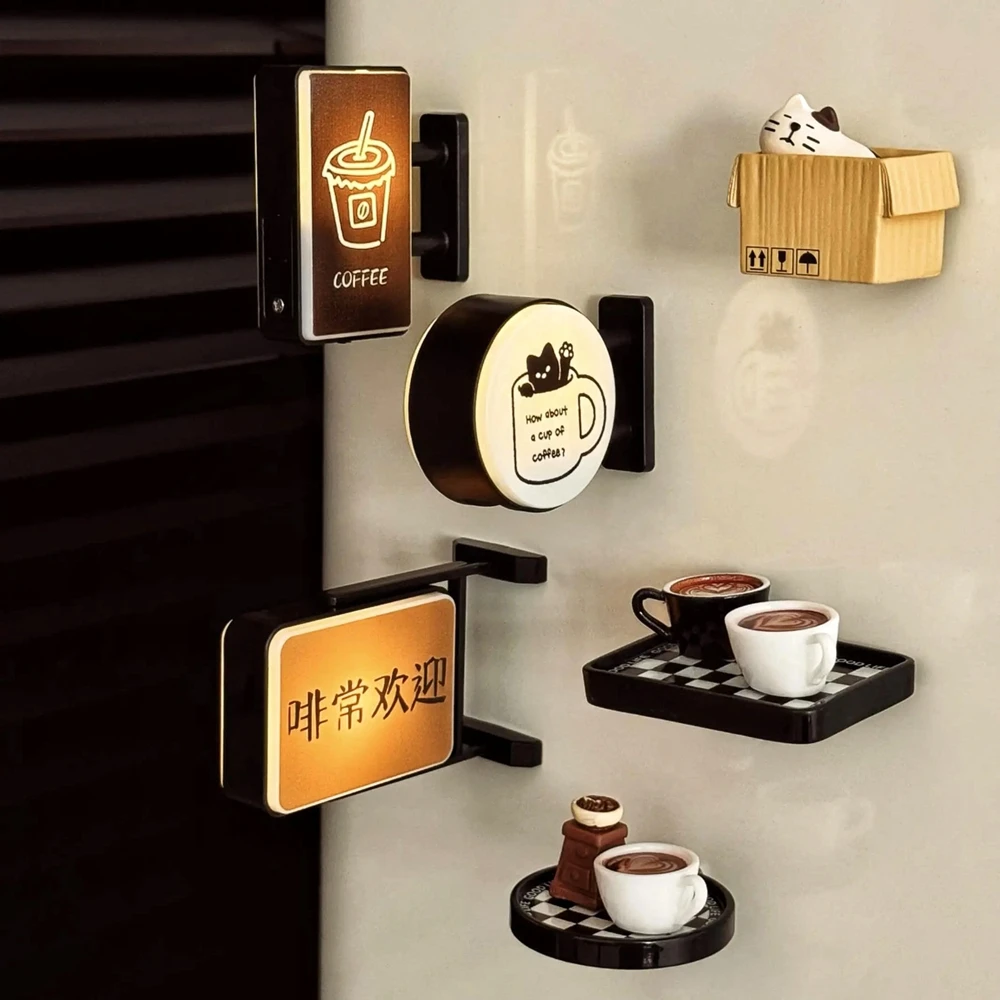 Retro Kaffee Ecke Kühlschrank Magnet Licht Kühlschrank – Bild 4