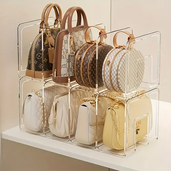 2er-Pack Handtaschen-Organizer aus klarem Acryl - platzsparende Schrankregale für Geldbörsen und Geldbörsen