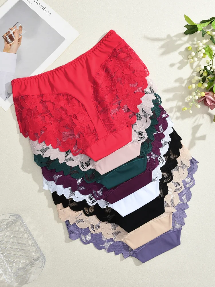 S-XXL Frauen Spitze Höschen Patchwork Nahtlose Unterwäsche – Bild 5