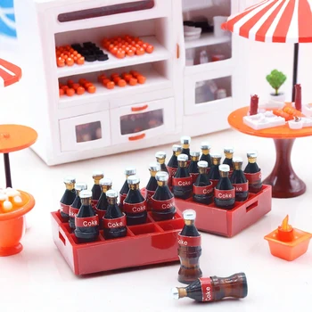 Puppenhaus Miniatur Mini Cola Flaschen Getränke Tablett Lagerung Box Modell Kits Küche Lebensmittel (13 Stück)