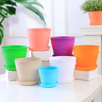 Kunststoff-Blumentöpfe, Pflanzgefäß, Balkone, Blumentopf, Sukkulenten-Pflanztöpfe mit Tablett, Garten
