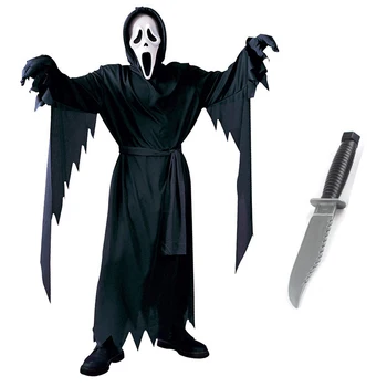 Halloween Party Reaper Cosplay Tod Kostüm Leistung Schwarzer Dämon Kostüm Geist Gruselige Schädel Maske