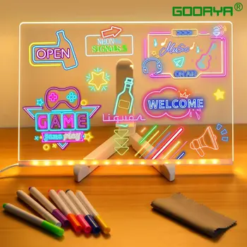 LED-Notiztafel mit Nachtlicht, bunt, 7 Stifte, DIY-Acryl-Nachrichtentafel, Kinder-Zeichenbrett für Kinder