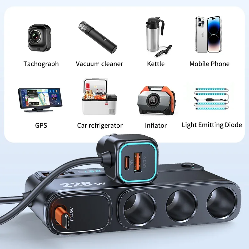 Auto-Mehrfachsteckdose 228 W, 9-in-1, mit USB-C PD und – Bild 6