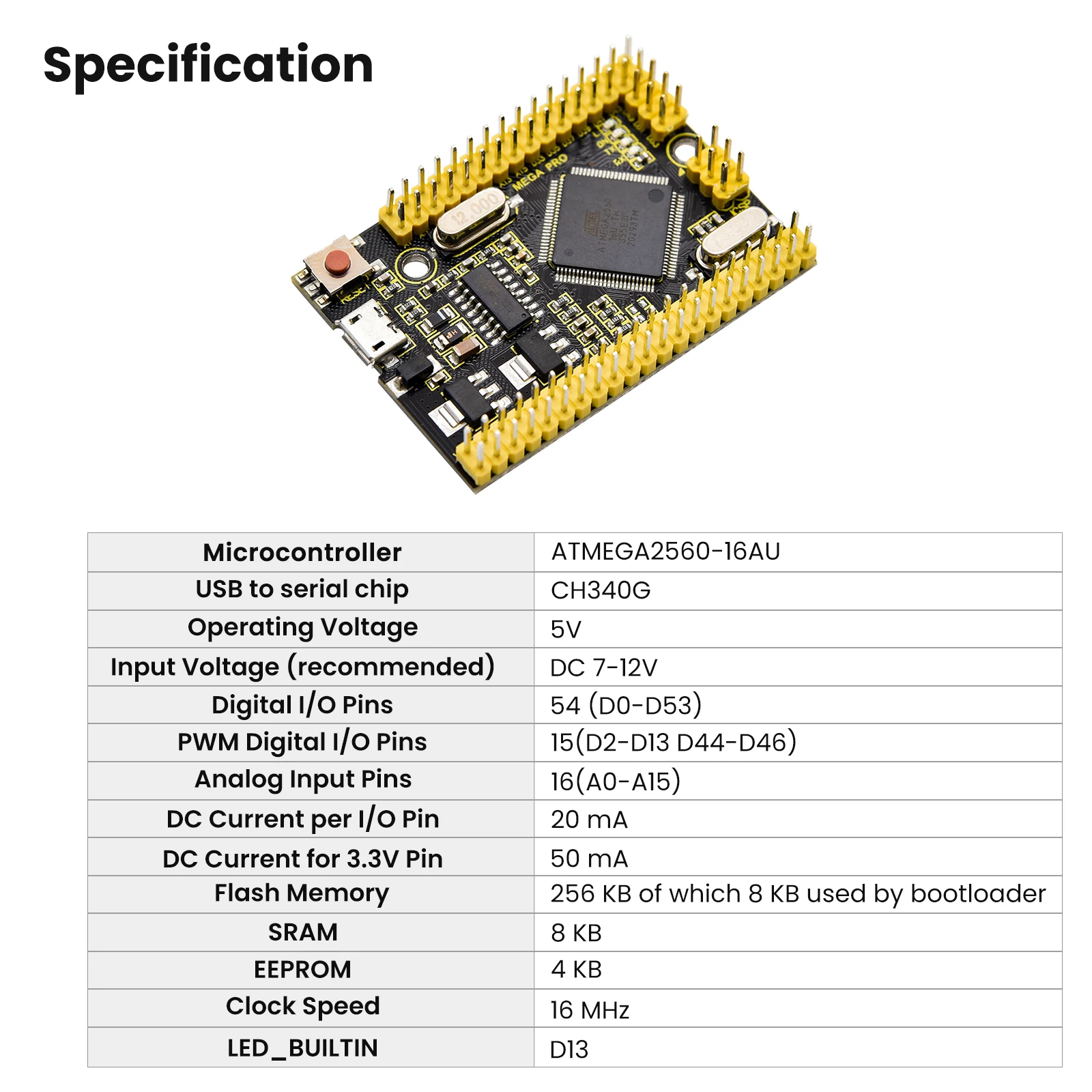 Keyestudio Mega PRO 2560 Board, ATmega2560-16AU, für Arduino – Bild 3