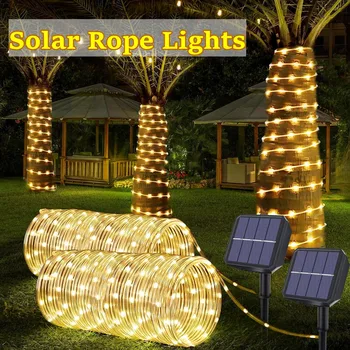 LED Solar Streifen Seil Rohr Fee Licht Solarbetriebene Girlande Lichterkette Weihnachtsdekoration für Outdoor