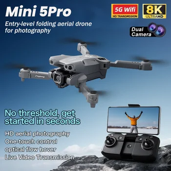 Mini 5 Pro RC-Drohne 8K HD Doppelkameras 5G WIFI Fotografie-Helikopter Bürstenlos Hindernisvermeidung