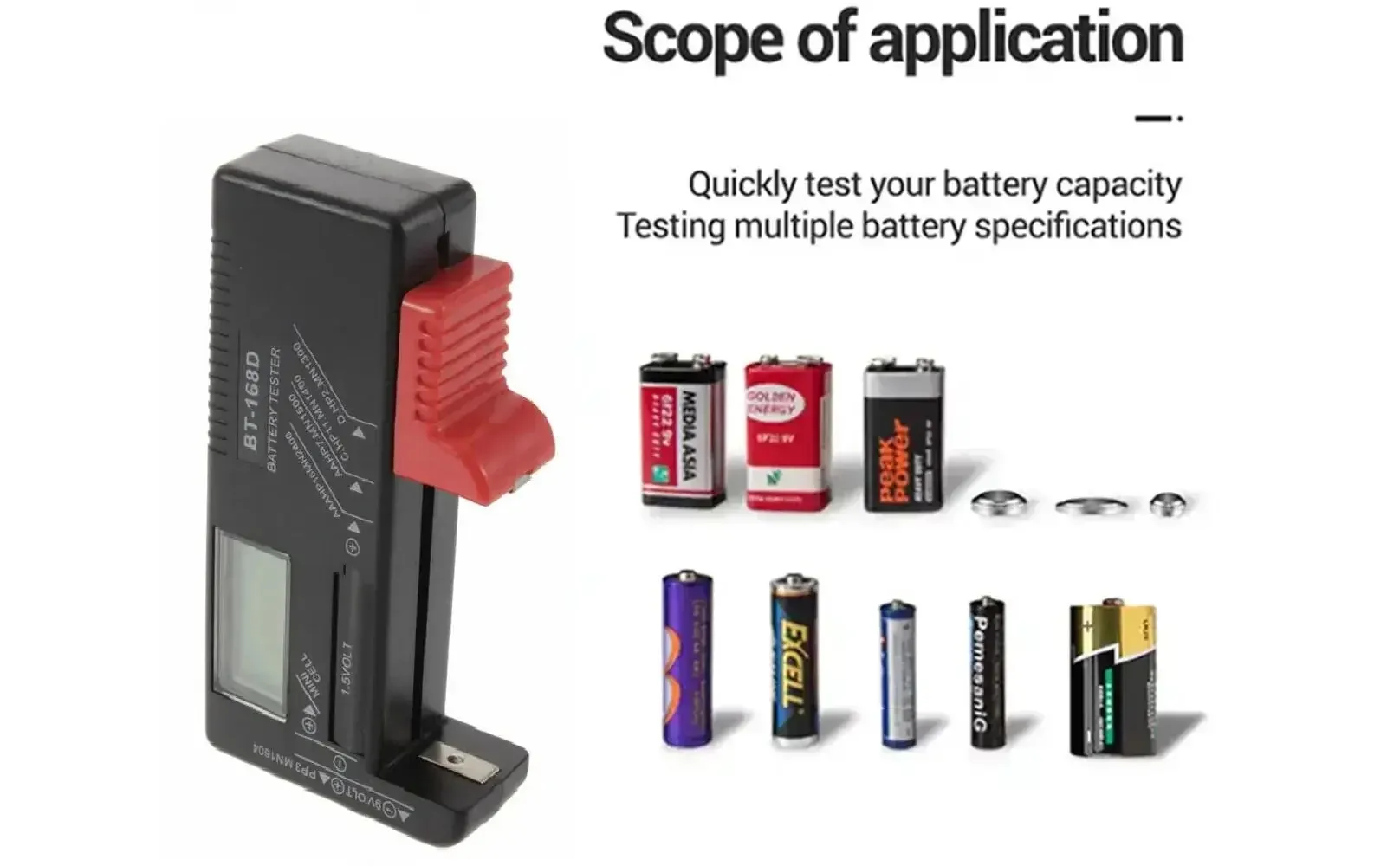 Batterietester digital für AA, AAA, 9 V und Knopfzellen – Bild 3