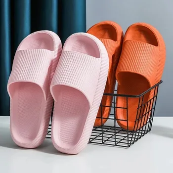 Damen-Hausschuhe mit Dicker Sohle, EVA-Weichsohlen-Pillow-Slides, Sommer-Sandalen, Rutschfeste