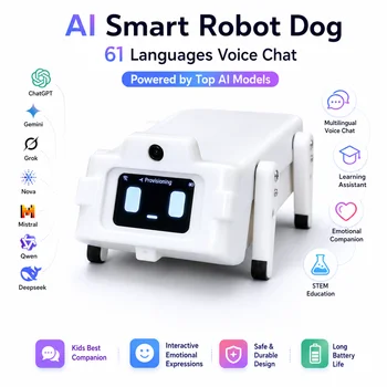 CLOUDRAKER Tuya Smart AI Roboterhund, 61+ Sprachen, 12+ Aktionen & Emojis, Sprachinteraktives Lernspielzeug