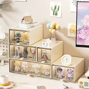 Aufbewahrungsbox mit Schubladen - Schreibtisch-Organizer, Vitrine für Sammlerstücke