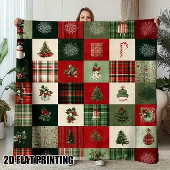 Bedruckte Weihnachts-Flanelldecke - ultraweich und bequem - ideal für Sofa, Stuhl, Büro und Schlafzimmer