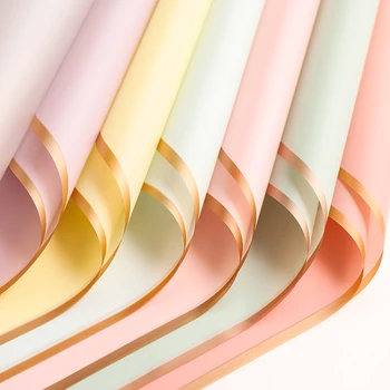 10-Blatt-Blumen-Geschenkpapier mit goldenen Kanten, wasserfeste Blumenstraußverpackung - ideal