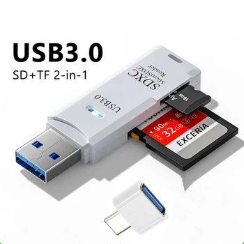 Tutew Multifunktionaler 2-in-1-Hochgeschwindigkeits-USB 3.0/2.0-Kartenleser unterstützt TF+SD-Computer